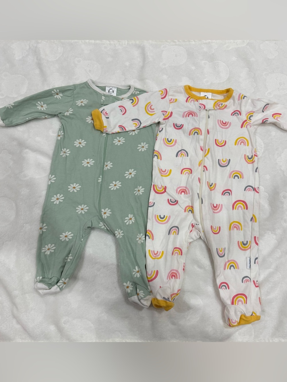 Gerber Daisy Sage & Rainbow White Footed One-Pieces